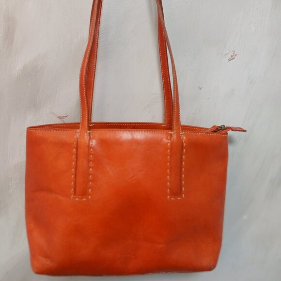 Fossil Handbags - Fossil Vintage Orange Leather Shoulder Bag